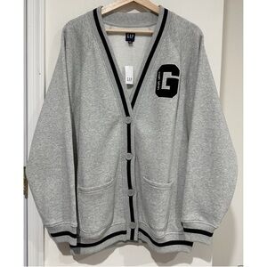 GAP Letterman's V Neck Button Down Sweatshirt